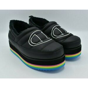 Champion Womens Size 9‎ Hot Stuff Black Platform Slippers Shoes